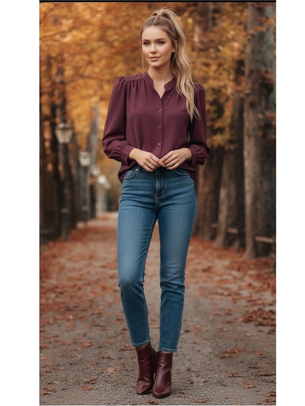 RW&CO Plum Long-Sleeve Button-Up Shirt